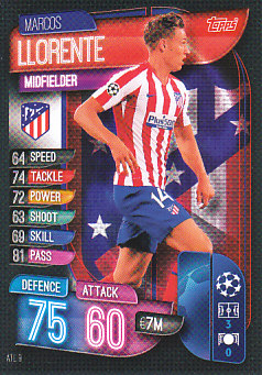 Marcos Llorente Atletico Madrid 2019/20 Topps Match Attax CL #ATL9
